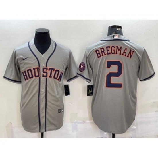 Men's Houston Astros #2 Alex Bregman Grey With Patch Stitched MLB Cool Base Nike Jersey - Ujersey