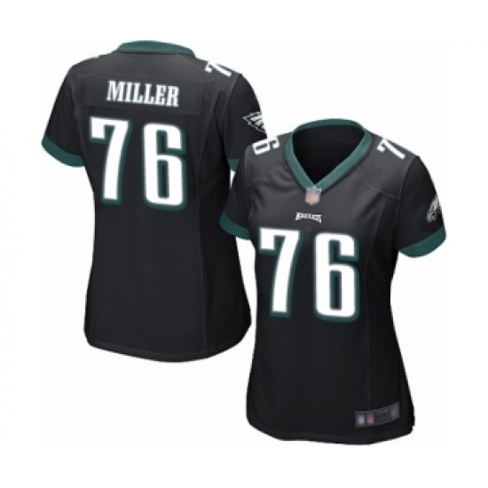 Women's Philadelphia Eagles #76 Shareef Miller Game Black Alternate Football Jersey - Ujersey