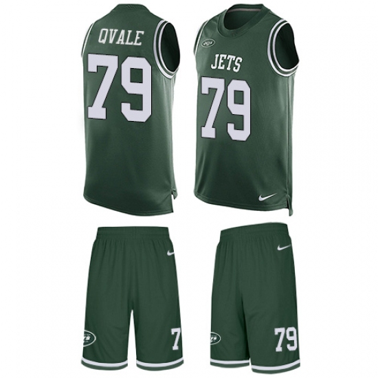 Men's Nike New York Jets #79 Brent Qvale Limited Green Tank Top Suit NFL Jersey - Ujersey