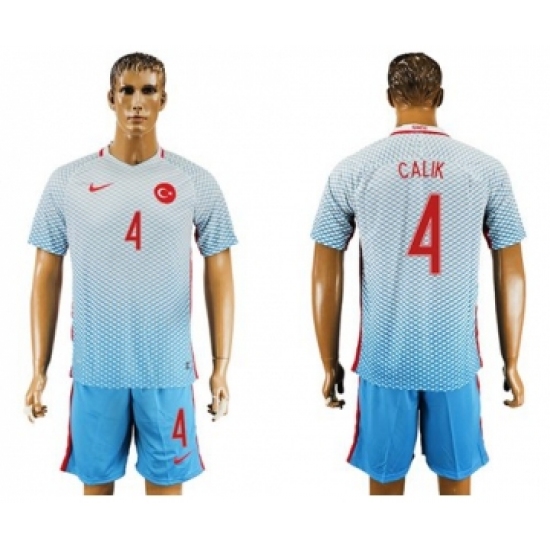 Turkey #4 Calik Away Soccer Country Jersey