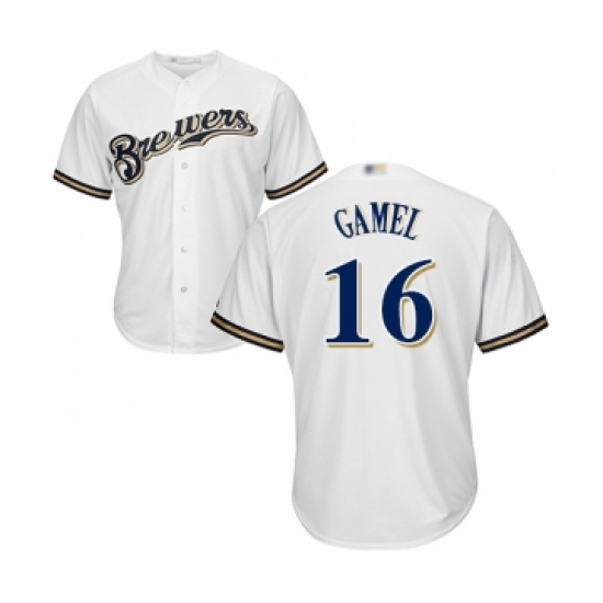 Youth Milwaukee Brewers #16 Ben Gamel Replica White Alternate Cool Base Baseball Jersey - Ujersey