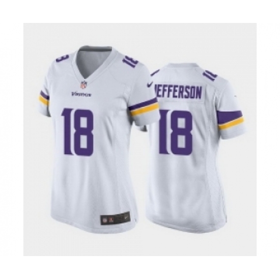 Women's Minnesota Vikings #18 Justin Jefferson White game jersey - Ujersey