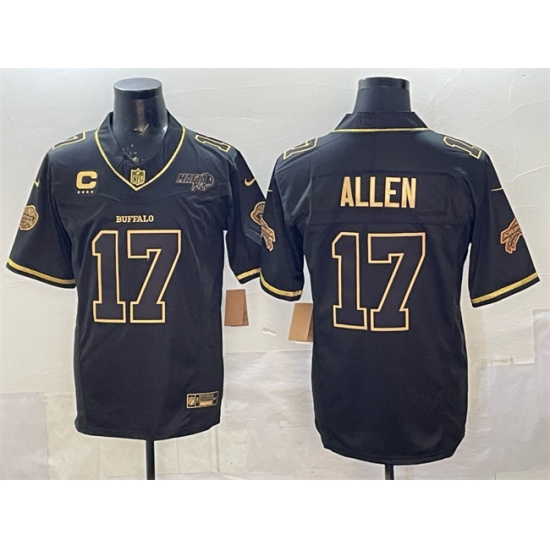Men's Buffalo Bills #17 Josh Allen Black Gold 2025 F.U.S.E. “Rivalries” With Bills Mafia & 4-Star C Vapor Limited Football Stitched Jersey - Ujersey