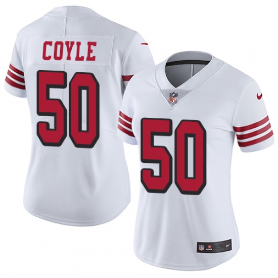 Women Nike San Francisco 49ers #50 Brock Coyle Limited White Rush Vapor Untouchable NFL Jersey - Ujersey