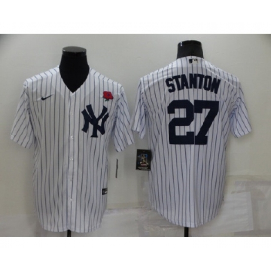 Men's New York Yankees #27 Giancarlo Stanton White Cool Base Stitched Rose Baseball Jersey - Ujersey