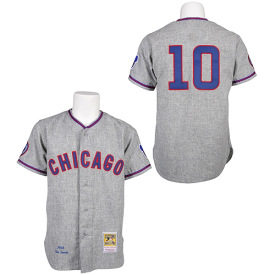 Men's Mitchell and Ness 1968 Chicago Cubs #10 Ron Santo Authentic Grey Throwback MLB Jersey - Ujersey