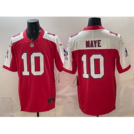 Men's New England Patriots #10 Drake Maye Red Alternate F.U.S.E. Throwback Vapor Limited Stitched Football Jersey - Ujersey