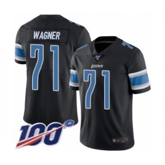 Men's Detroit Lions #71 Ricky Wagner Limited Black Rush Vapor Untouchable 100th Season Football Jersey - Ujersey