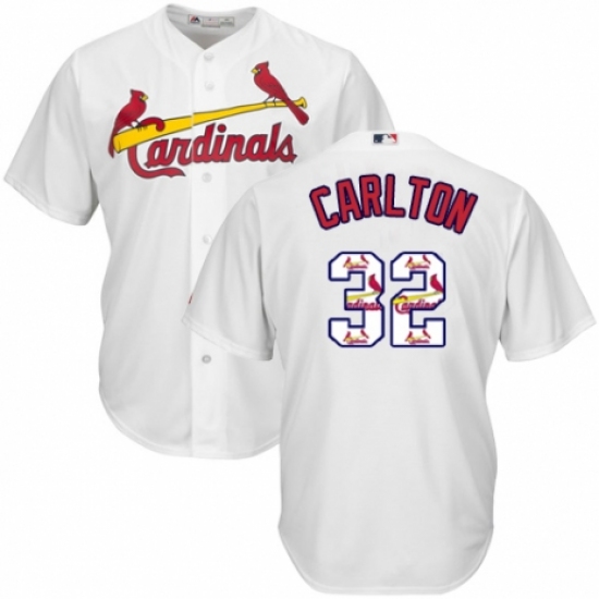 Men's Majestic St. Louis Cardinals #32 Steve Carlton Authentic White Team Logo Fashion Cool Base MLB Jersey - Ujersey