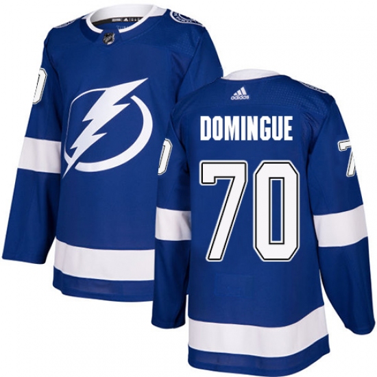 Men's Adidas Tampa Bay Lightning #70 Louis Domingue Authentic Royal Blue Home NHL Jersey - Ujersey