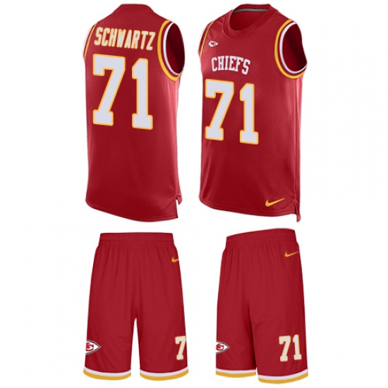 Men's Nike Kansas City Chiefs #71 Mitchell Schwartz Limited Red Tank Top Suit NFL Jersey - Ujersey