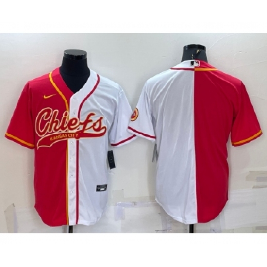 Men's Kansas City Chiefs Blank Red White Two Tone With Patch Cool Base Stitched Baseball Jersey - Ujersey