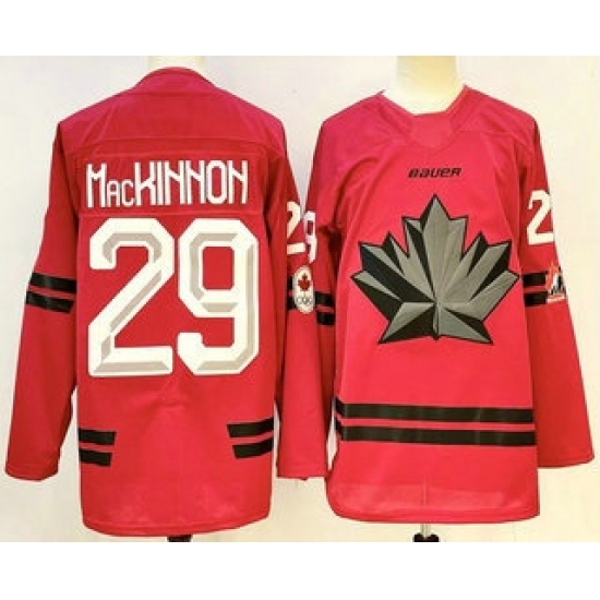 Men's Canada Hockey #29 Nathan MacKinnon Red Stitched Jersey