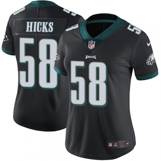 Women's Nike Philadelphia Eagles #58 Jordan Hicks Black Alternate Vapor Untouchable Limited Player NFL Jersey - Ujersey
