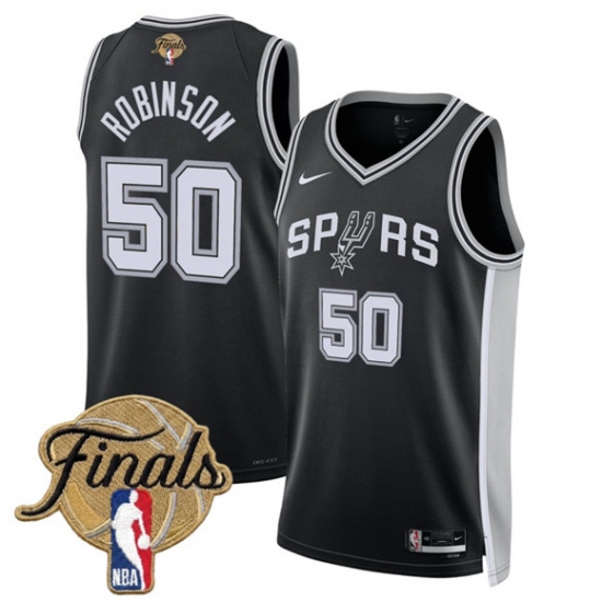 Men's San Antonio Spurs #50 David Robinson Black 2026 Finals Icon Edition Stitched Basketball Jersey