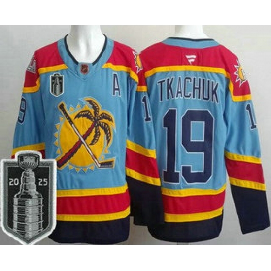 Men's Florida Panthers #19 Matthew Tkachuk Blue 2025 Stanley Cup Final Authentic Jersey - Ujersey