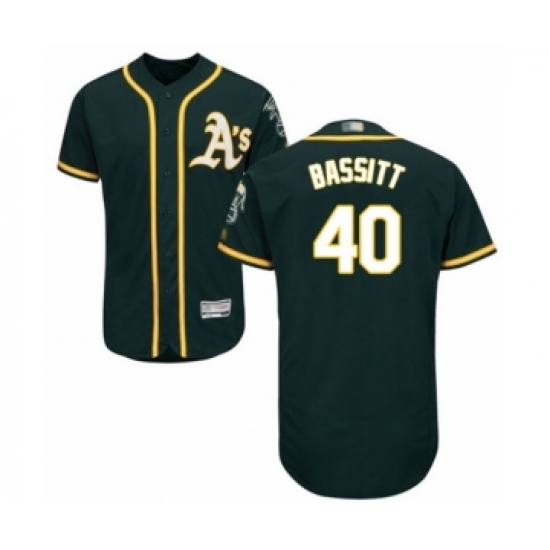 Men's Oakland Athletics #40 Chris Bassitt Green Alternate Flex Base Authentic Collection Baseball Player Jersey - Ujersey
