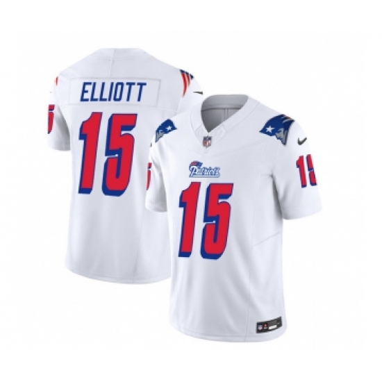 Men's Nike New England Patriots #15 Ezekiel Elliott White 2023 F.U.S.E. Vapor Limited Football Stitched Jersey - Ujersey