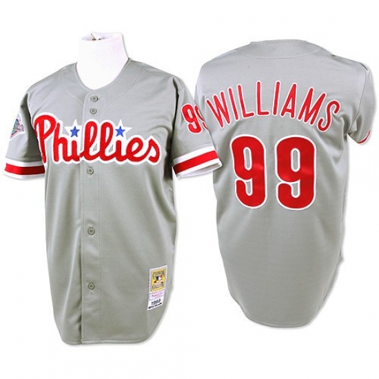 Men's Mitchell and Ness Philadelphia Phillies #99 Mitch Williams Replica Grey Throwback MLB Jersey - Ujersey