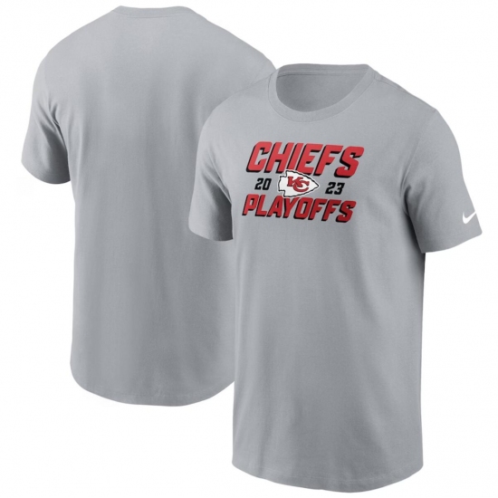 Men's Kansas City Chiefs Gray 2023 Playoffs Iconic T-Shirt - Ujersey
