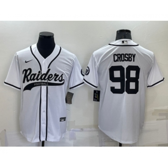 Men's Las Vegas Raiders #98 Maxx Crosby White Stitched MLB Cool Base Nike Baseball Jersey - Ujersey