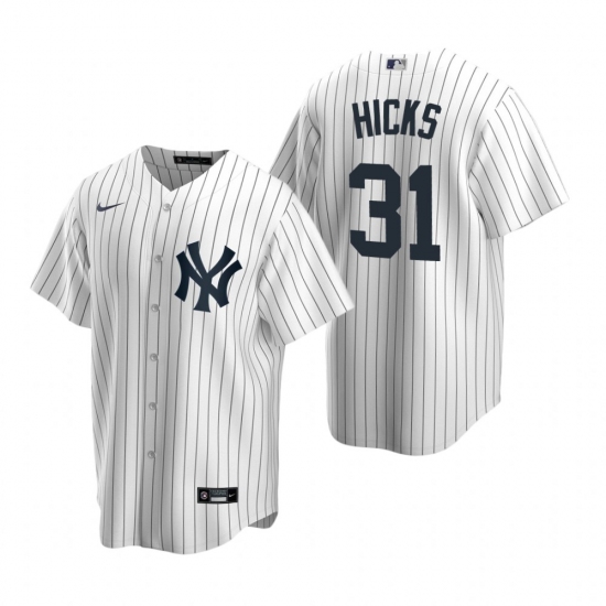Men's Nike New York Yankees #31 Aaron Hicks White Home Stitched Baseball Jersey - Ujersey