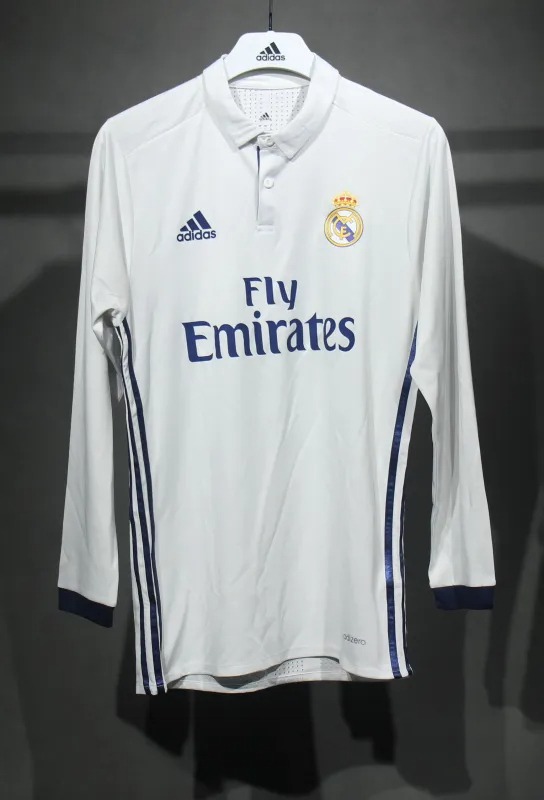 Real Madrid Retro Jersey Home Long Sleeve Soccer Shirt 2016/17