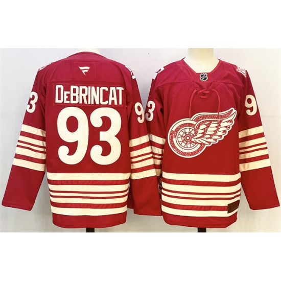 Men's Detroit Red Wings #93 Alex DeBrincat Red 2025-26 Centennial Premium Stitched Hockey Jersey - Ujersey