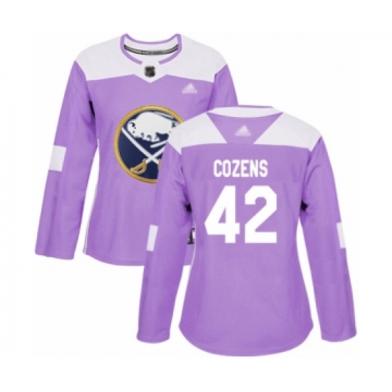 Women's Buffalo Sabres #42 Dylan Cozens Authentic Purple Fights Cancer Practice Hockey Jersey - Ujersey