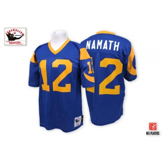 Mitchell and Ness Los Angeles Rams #12 Joe Namath Authentic Blue Throwback NFL Jersey - Ujersey