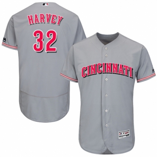Men's Majestic Cincinnati Reds #32 Matt Harvey Grey Road Flex Base Authentic Collection MLB Jersey - Ujersey