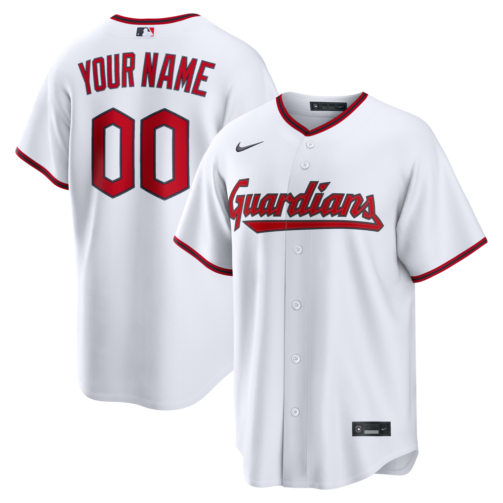 Men's Cleveland Guardians Nike White Home Replica Custom Jersey - U-jersey