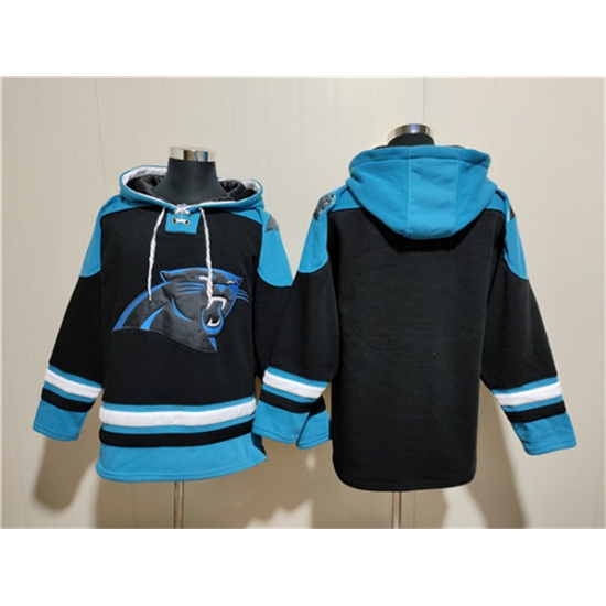 Men's Carolina Panthers Blank Black Ageless Must-Have Lace-Up Pullover Hoodie - Ujersey