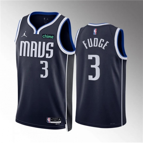 Men's Dallas Mavericks #3 Alex Fudge Navy Statement Edition Stitched Basketball Jersey - Ujersey
