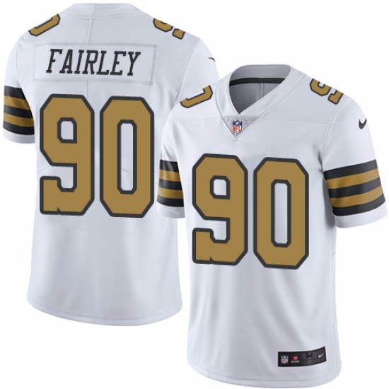 Youth Nike New Orleans Saints #90 Nick Fairley Limited White Rush Vapor Untouchable NFL Jersey - Ujersey