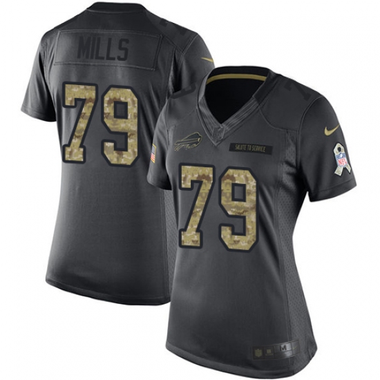 Women's Nike Buffalo Bills #79 Jordan Mills Limited Black 2016 Salute to Service NFL Jersey - Ujersey