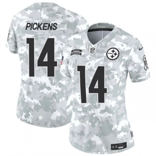 Women's Pittsburgh Steelers #14 George Pickens 2024 F.U.S.E Arctic Camo Salute To Service Limited Stitched Football Jersey(Run Small) - Ujersey