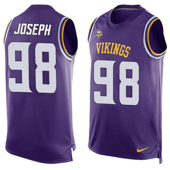 Men's Nike Minnesota Vikings #98 Linval Joseph Limited Purple Player Name & Number Tank Top NFL Jersey - Ujersey
