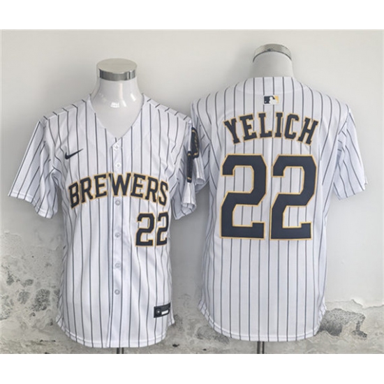 Men's Milwaukee Brewers #22 Christian Yelich White Alternate Limited Stitched Jersey - Ujersey