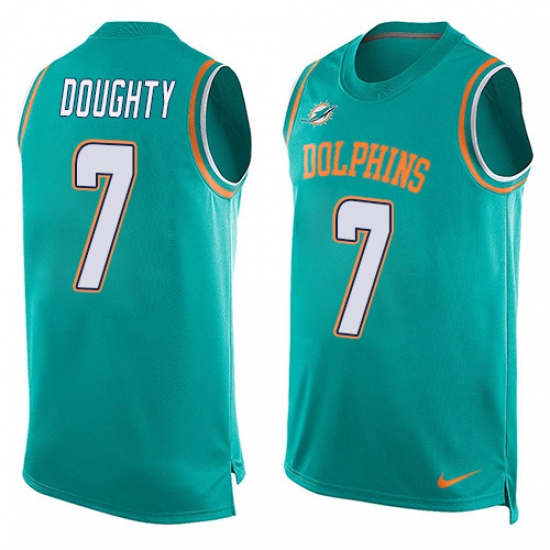 Men's Nike Miami Dolphins #7 Brandon Doughty Limited Aqua Green Player Name & Number Tank Top NFL Jersey - Ujersey