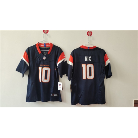 Women's Denver Broncos #10 Bo Nix Navy 2024 F.U.S.E Alternate Stitched Jersey(Run Small)