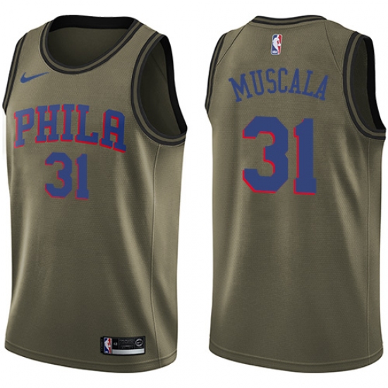 Youth Nike Philadelphia 76ers #31 Mike Muscala Swingman Green Salute to Service NBA Jersey - Ujersey