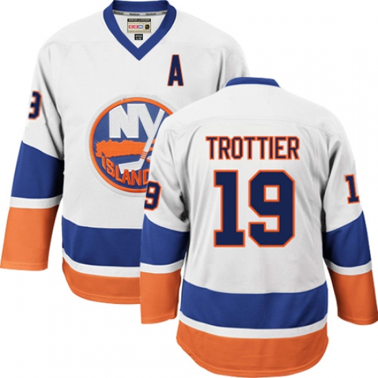 Men's CCM New York Islanders #19 Bryan Trottier Authentic White Throwback NHL Jersey - Ujersey