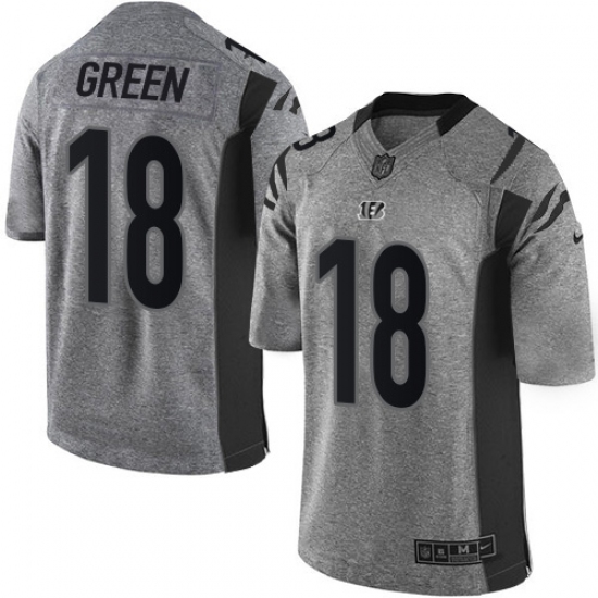 Men's Nike Cincinnati Bengals #18 A.J. Green Limited Gray Gridiron NFL Jersey - Ujersey