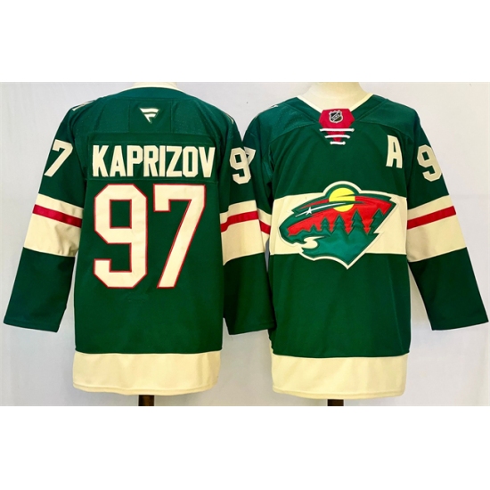 Men's Minnesota Wild #97 Kirill Kaprizov Green 2024-25 With Home Stitched Hockey Jersey - Ujersey