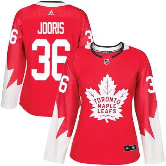 Women's Adidas Toronto Maple Leafs #36 Josh Jooris Authentic Red Alternate NHL Jersey - Ujersey