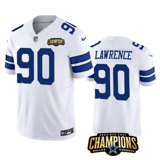 Men's Dallas Cowboys #90 DeMarcus Lawrence White 2023 F.U.S.E. NFC East Champions Football Stitched Jersey - Ujersey
