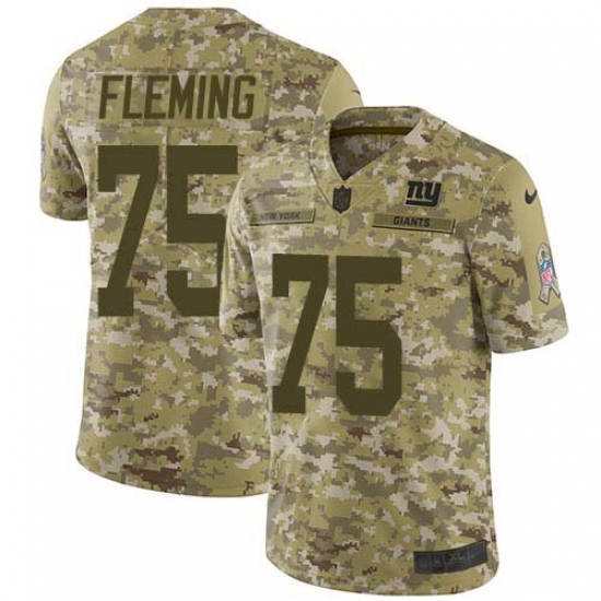 Youth New York Giants #75 Cameron Fleming Camo Stitched Limited 2018 Salute To Service Jersey - Ujersey