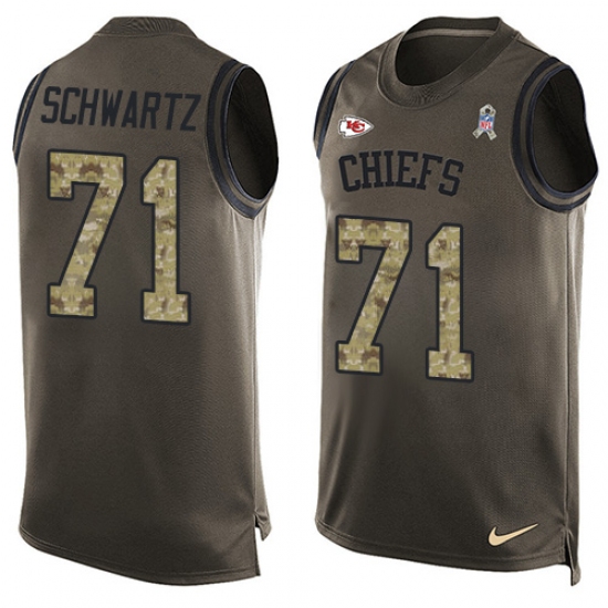 Men's Nike Kansas City Chiefs #71 Mitchell Schwartz Limited Green Salute to Service Tank Top NFL Jersey - Ujersey