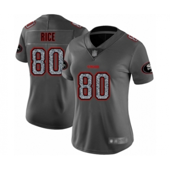 Women's San Francisco 49ers #80 Jerry Rice Limited Gray Static Fashion Football Jersey - Ujersey